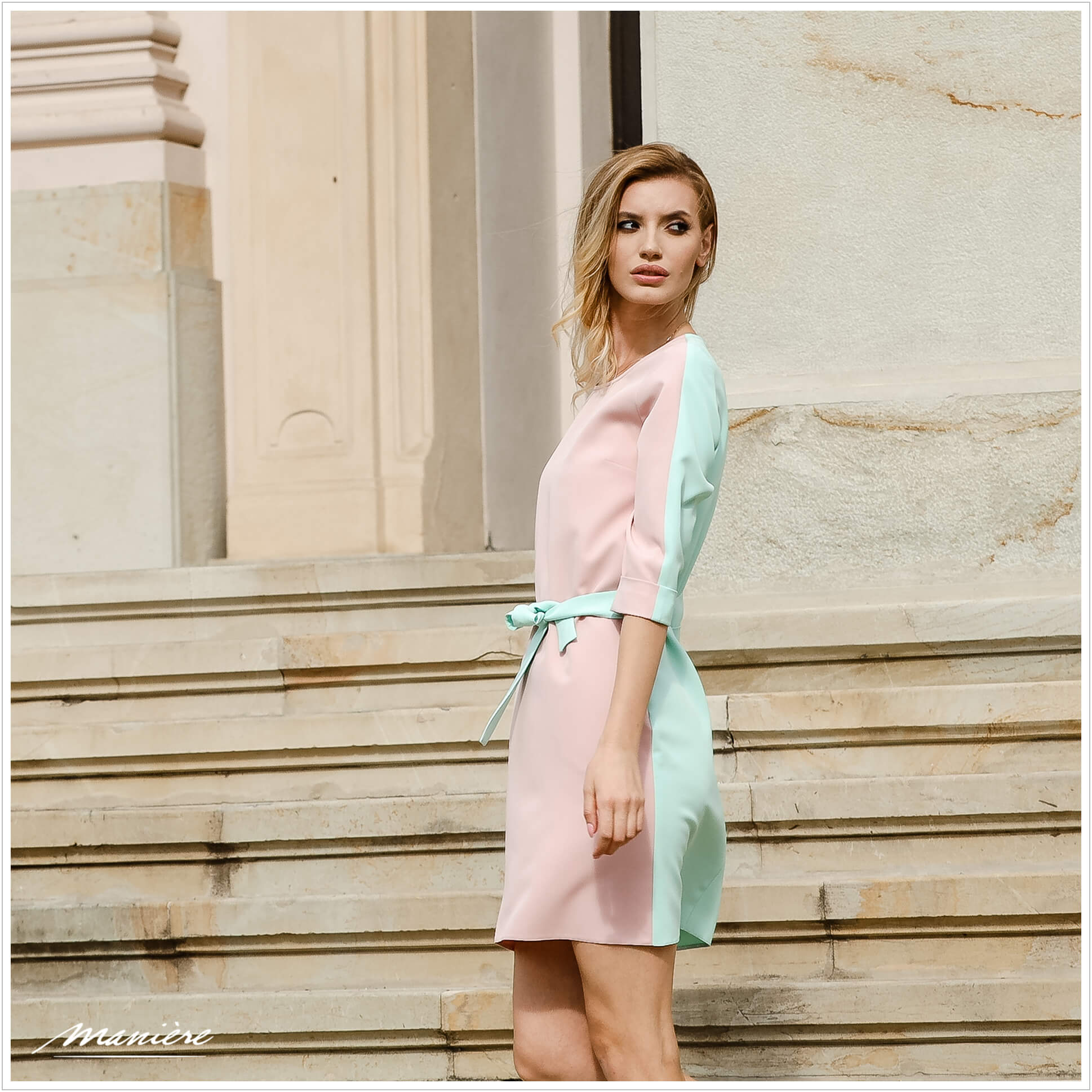 Rochie Birou, verde menta roz Rochie Birou, verde menta roz