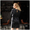 Rochie birou cu funda, alb negru, bumbac