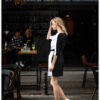 Rochie birou cu funda, alb negru, bumbac