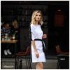 Rochie birou cu funda, alb negru, bumbac