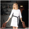 Rochie birou cu funda, alb negru, bumbac