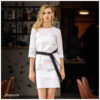 Rochie birou cu funda, alb negru, bumbac